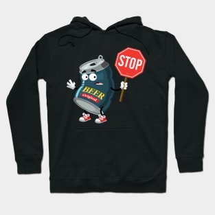 cartoon beer in an aluminum can mascot with tablet stop in hand Hoodie